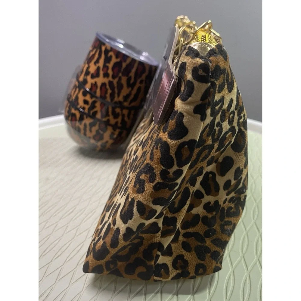WILD EYE DESIGNS LEOPARD ‎ INSULATED WINE BAG W/MATCHING WINE CUP NWT